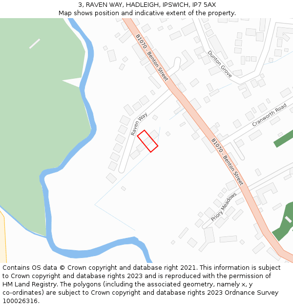 3, RAVEN WAY, HADLEIGH, IPSWICH, IP7 5AX: Location map and indicative extent of plot