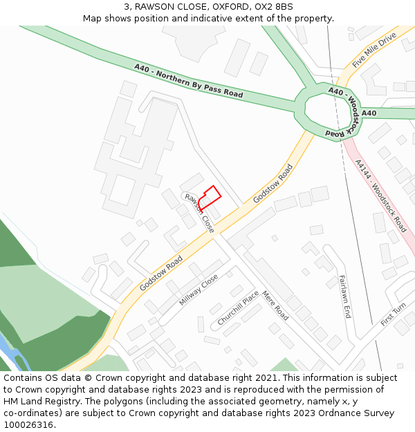 3, RAWSON CLOSE, OXFORD, OX2 8BS: Location map and indicative extent of plot