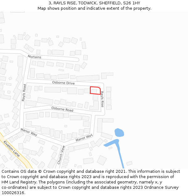 3, RAYLS RISE, TODWICK, SHEFFIELD, S26 1HY: Location map and indicative extent of plot