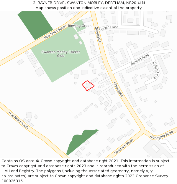 3, RAYNER DRIVE, SWANTON MORLEY, DEREHAM, NR20 4LN: Location map and indicative extent of plot