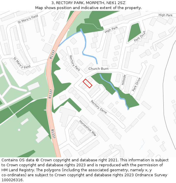 3, RECTORY PARK, MORPETH, NE61 2SZ: Location map and indicative extent of plot