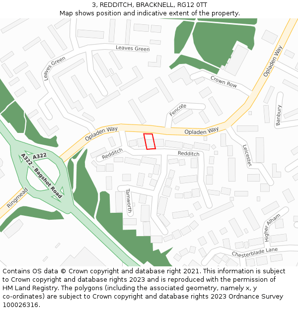 3, REDDITCH, BRACKNELL, RG12 0TT: Location map and indicative extent of plot