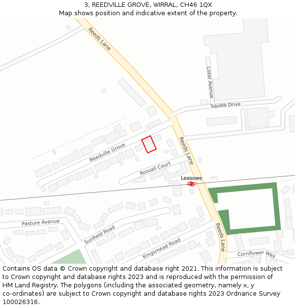 3, REEDVILLE GROVE, WIRRAL, CH46 1QX: Location map and indicative extent of plot