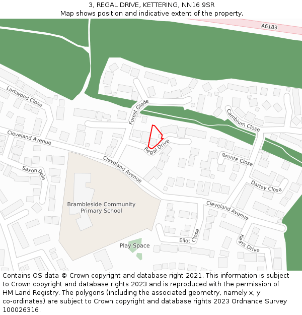 3, REGAL DRIVE, KETTERING, NN16 9SR: Location map and indicative extent of plot