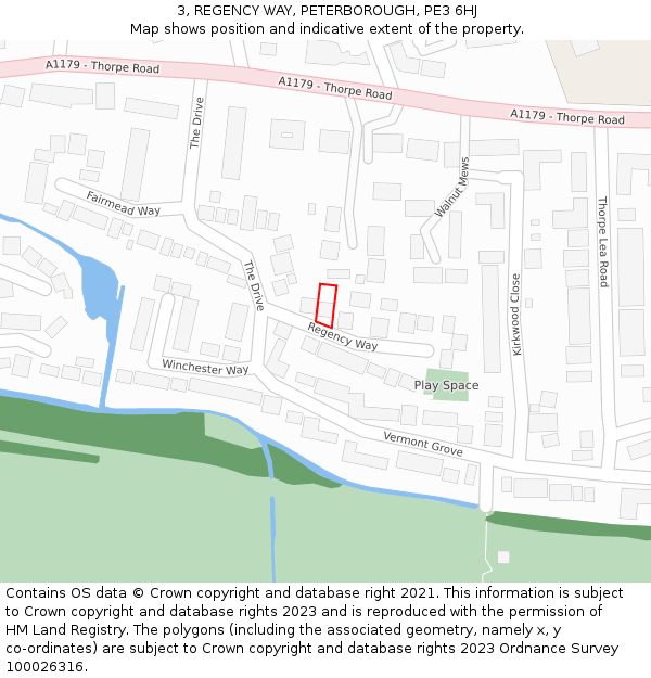 3, REGENCY WAY, PETERBOROUGH, PE3 6HJ: Location map and indicative extent of plot