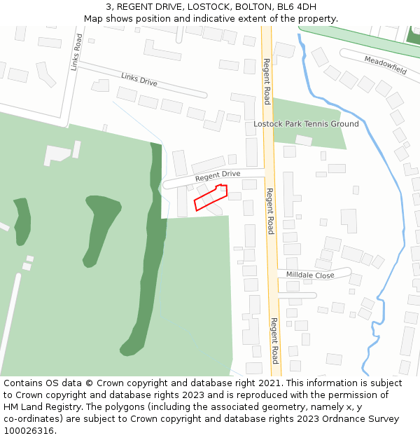 3, REGENT DRIVE, LOSTOCK, BOLTON, BL6 4DH: Location map and indicative extent of plot