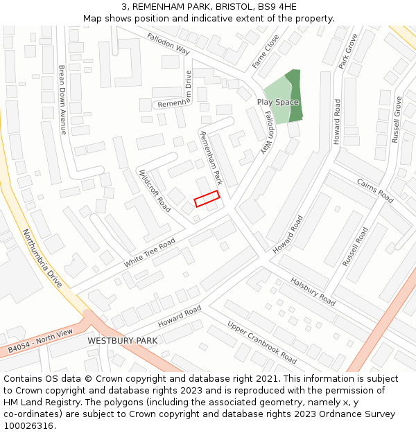 3, REMENHAM PARK, BRISTOL, BS9 4HE: Location map and indicative extent of plot