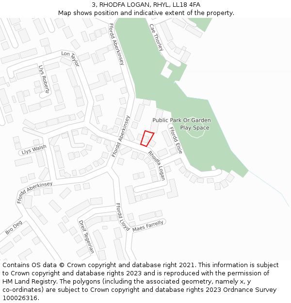 3, RHODFA LOGAN, RHYL, LL18 4FA: Location map and indicative extent of plot