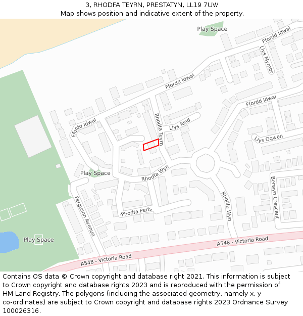 3, RHODFA TEYRN, PRESTATYN, LL19 7UW: Location map and indicative extent of plot
