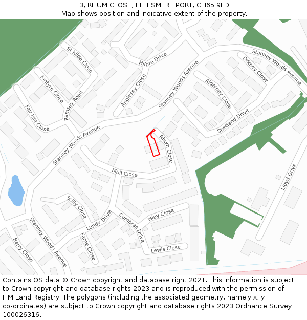 3, RHUM CLOSE, ELLESMERE PORT, CH65 9LD: Location map and indicative extent of plot