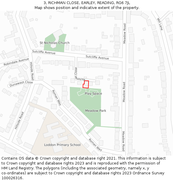 3, RICHMAN CLOSE, EARLEY, READING, RG6 7JL: Location map and indicative extent of plot