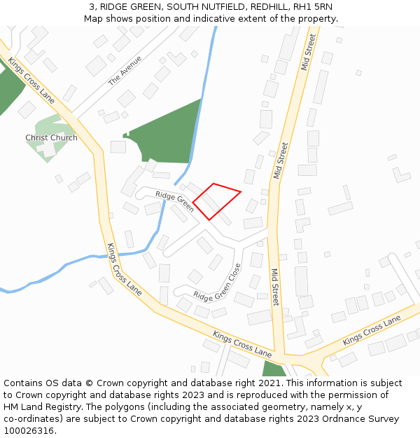 3, RIDGE GREEN, SOUTH NUTFIELD, REDHILL, RH1 5RN: Location map and indicative extent of plot