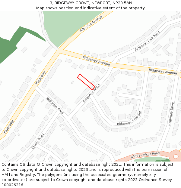3, RIDGEWAY GROVE, NEWPORT, NP20 5AN: Location map and indicative extent of plot