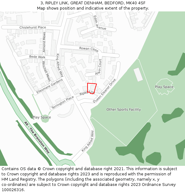 3, RIPLEY LINK, GREAT DENHAM, BEDFORD, MK40 4SF: Location map and indicative extent of plot