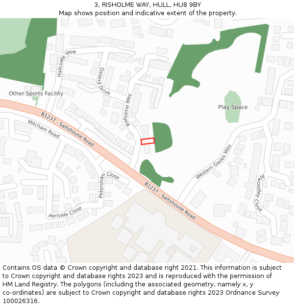 3, RISHOLME WAY, HULL, HU8 9BY: Location map and indicative extent of plot