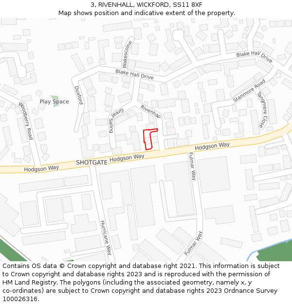 3, RIVENHALL, WICKFORD, SS11 8XF: Location map and indicative extent of plot