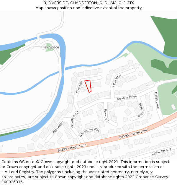 3, RIVERSIDE, CHADDERTON, OLDHAM, OL1 2TX: Location map and indicative extent of plot