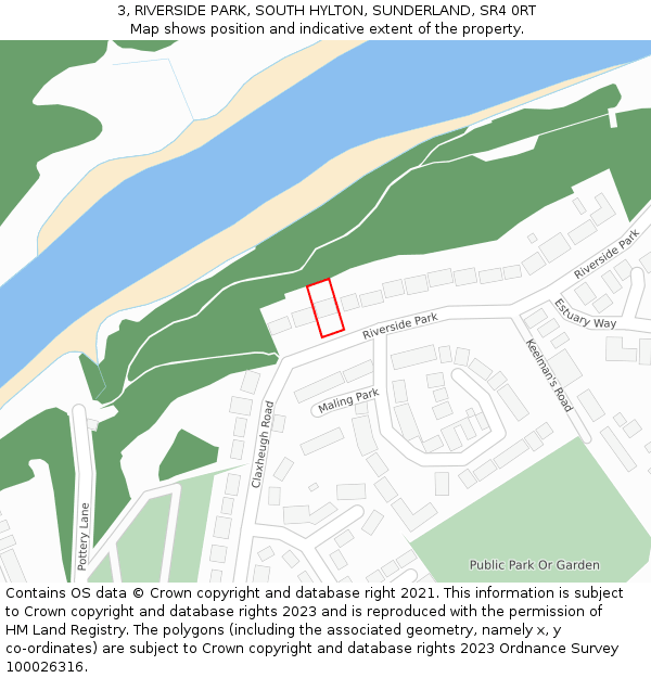 3, RIVERSIDE PARK, SOUTH HYLTON, SUNDERLAND, SR4 0RT: Location map and indicative extent of plot