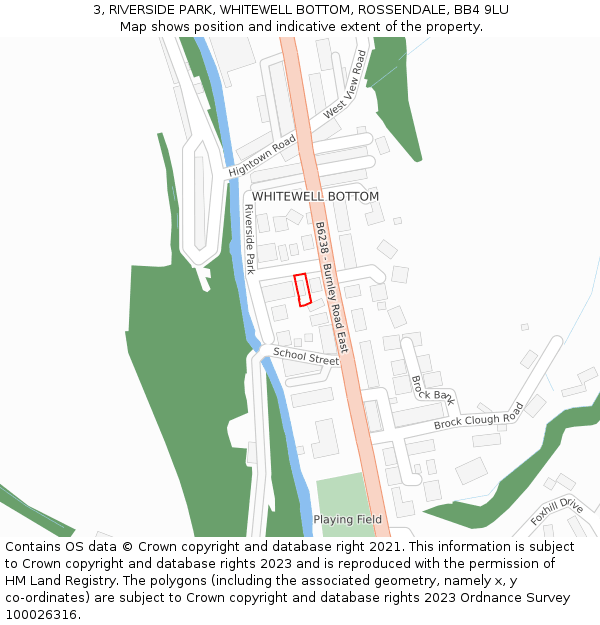 3, RIVERSIDE PARK, WHITEWELL BOTTOM, ROSSENDALE, BB4 9LU: Location map and indicative extent of plot