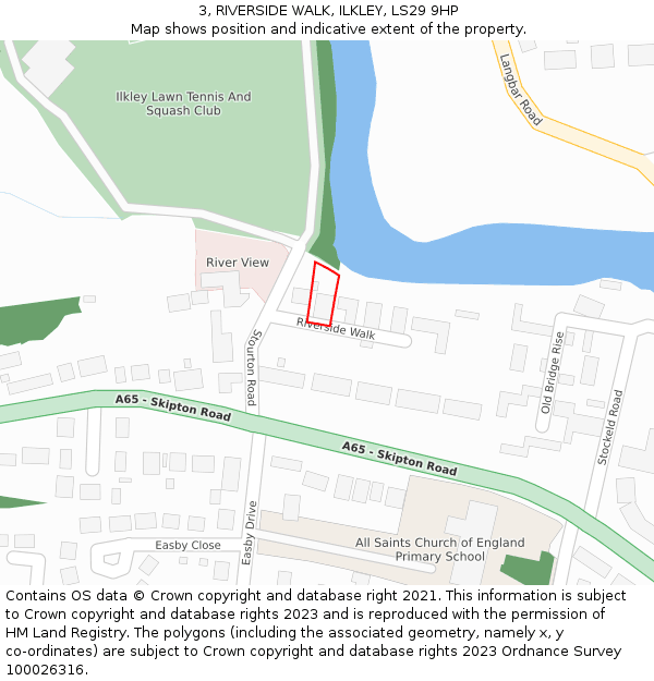 3, RIVERSIDE WALK, ILKLEY, LS29 9HP: Location map and indicative extent of plot