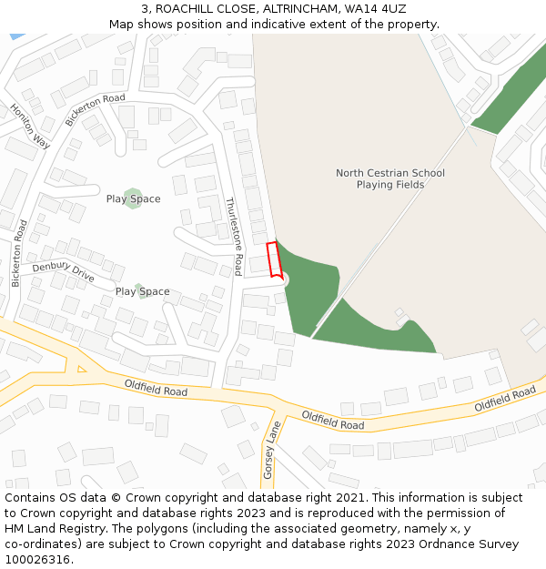 3, ROACHILL CLOSE, ALTRINCHAM, WA14 4UZ: Location map and indicative extent of plot