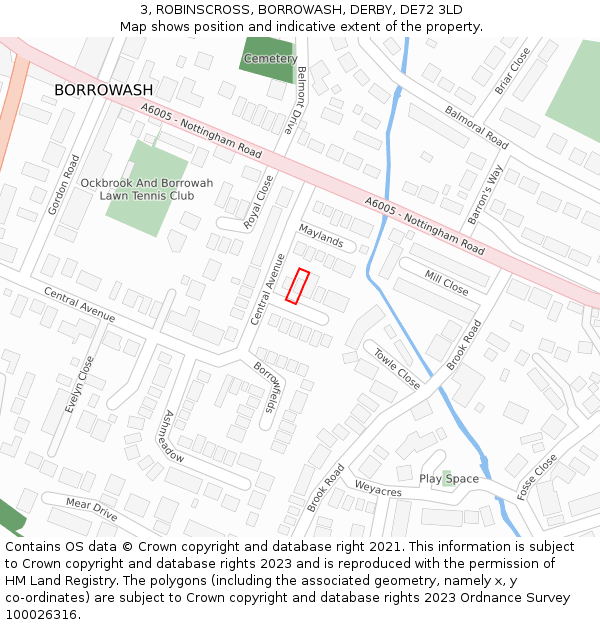 3, ROBINSCROSS, BORROWASH, DERBY, DE72 3LD: Location map and indicative extent of plot