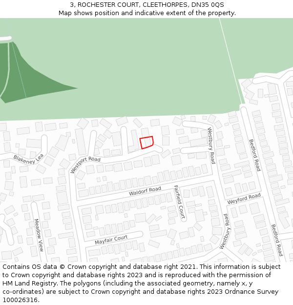 3, ROCHESTER COURT, CLEETHORPES, DN35 0QS: Location map and indicative extent of plot