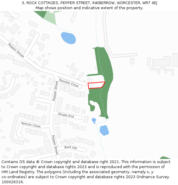 3, ROCK COTTAGES, PEPPER STREET, INKBERROW, WORCESTER, WR7 4EJ: Location map and indicative extent of plot