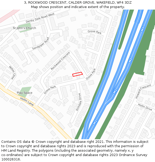 3, ROCKWOOD CRESCENT, CALDER GROVE, WAKEFIELD, WF4 3DZ: Location map and indicative extent of plot