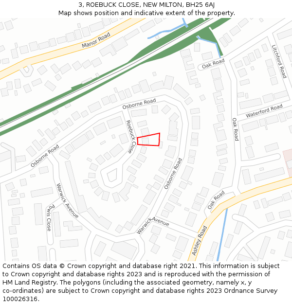 3, ROEBUCK CLOSE, NEW MILTON, BH25 6AJ: Location map and indicative extent of plot