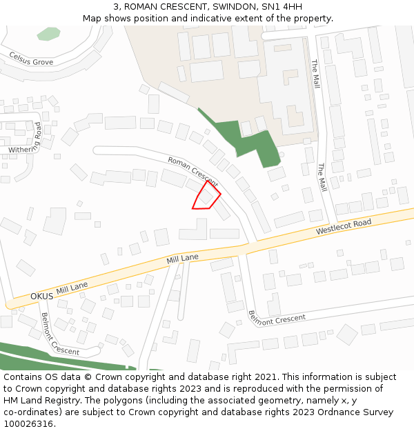 3, ROMAN CRESCENT, SWINDON, SN1 4HH: Location map and indicative extent of plot