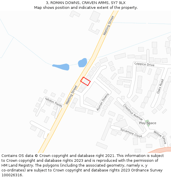 3, ROMAN DOWNS, CRAVEN ARMS, SY7 9LX: Location map and indicative extent of plot