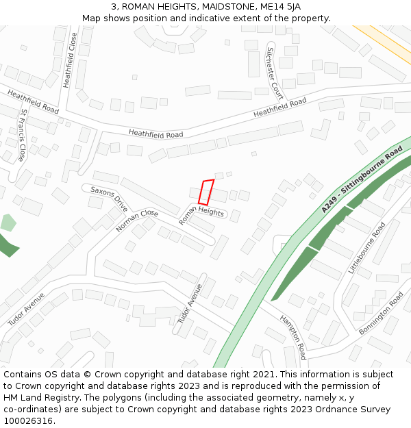 3, ROMAN HEIGHTS, MAIDSTONE, ME14 5JA: Location map and indicative extent of plot