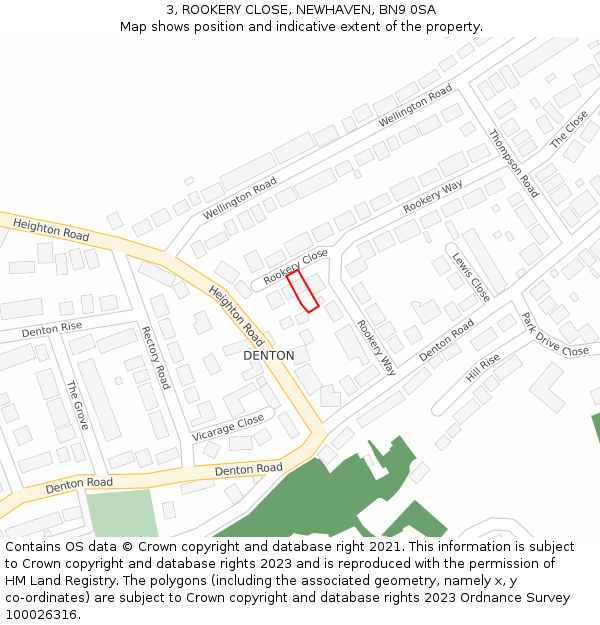 3, ROOKERY CLOSE, NEWHAVEN, BN9 0SA: Location map and indicative extent of plot