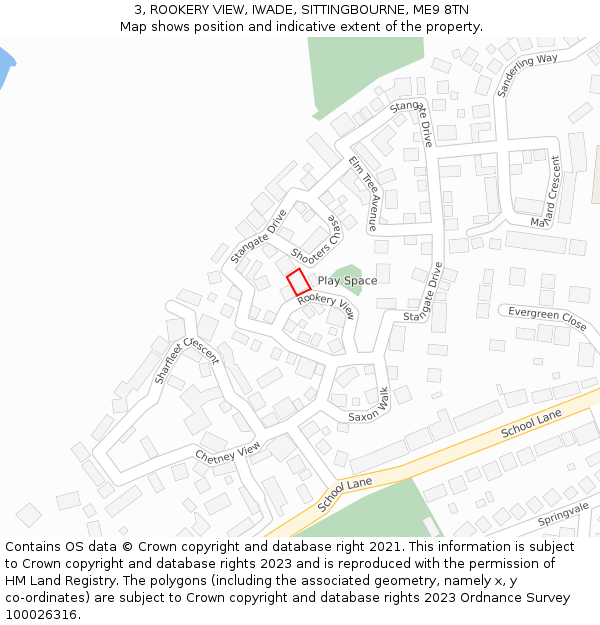 3, ROOKERY VIEW, IWADE, SITTINGBOURNE, ME9 8TN: Location map and indicative extent of plot