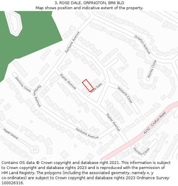 3, ROSE DALE, ORPINGTON, BR6 8LD: Location map and indicative extent of plot