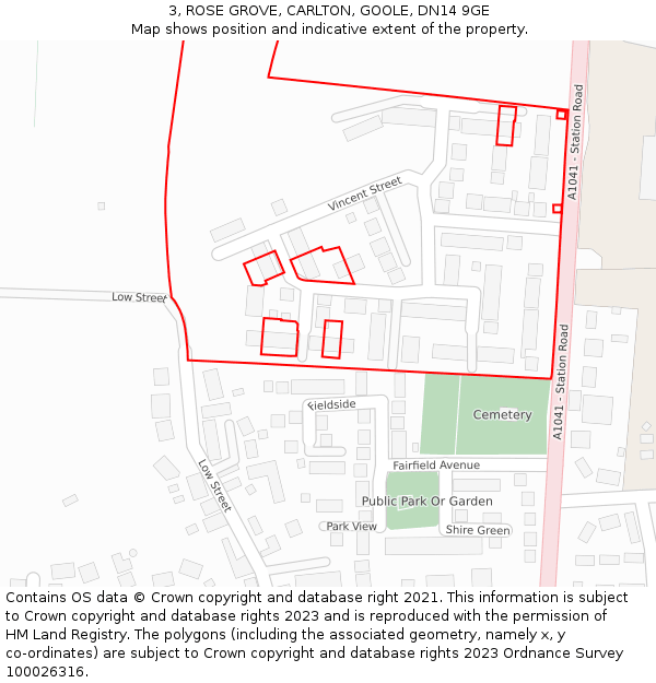 3, ROSE GROVE, CARLTON, GOOLE, DN14 9GE: Location map and indicative extent of plot