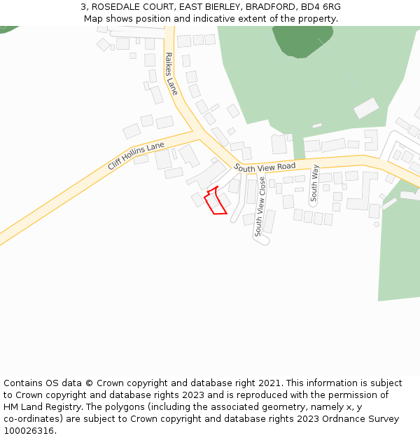 3, ROSEDALE COURT, EAST BIERLEY, BRADFORD, BD4 6RG: Location map and indicative extent of plot