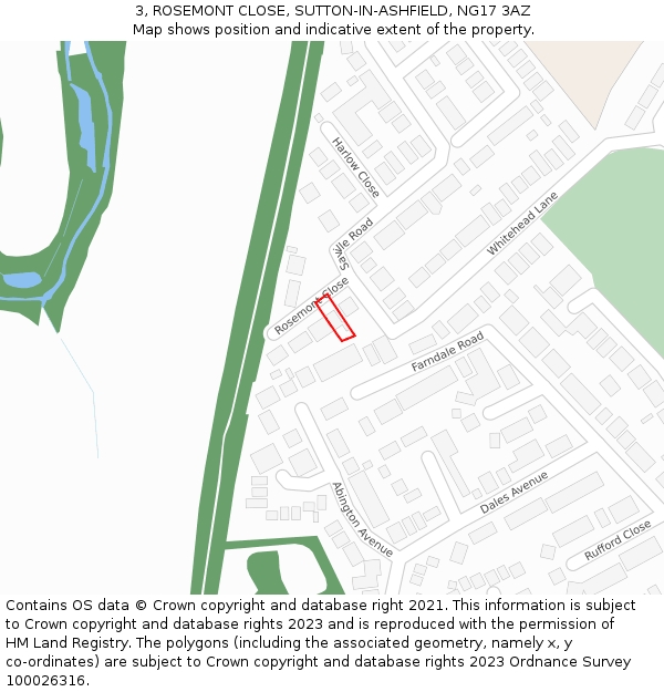 3, ROSEMONT CLOSE, SUTTON-IN-ASHFIELD, NG17 3AZ: Location map and indicative extent of plot