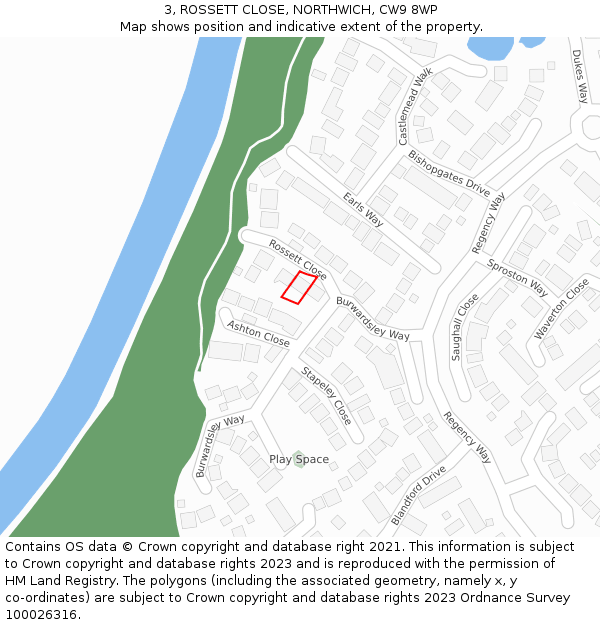 3, ROSSETT CLOSE, NORTHWICH, CW9 8WP: Location map and indicative extent of plot