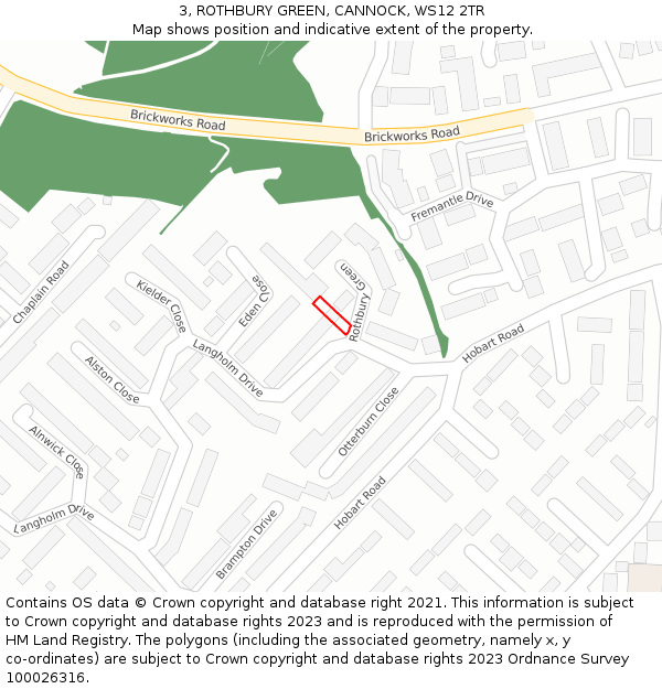 3, ROTHBURY GREEN, CANNOCK, WS12 2TR: Location map and indicative extent of plot