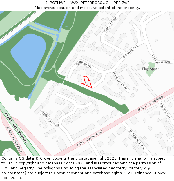 3, ROTHWELL WAY, PETERBOROUGH, PE2 7WE: Location map and indicative extent of plot