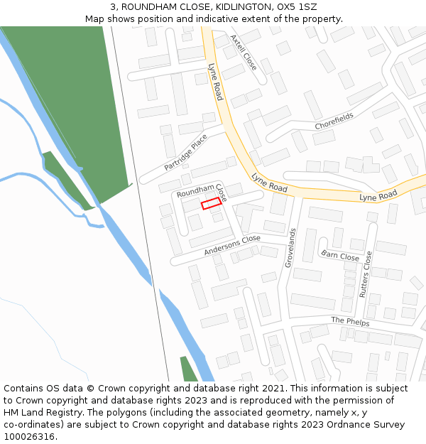 3, ROUNDHAM CLOSE, KIDLINGTON, OX5 1SZ: Location map and indicative extent of plot