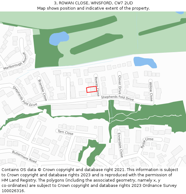 3, ROWAN CLOSE, WINSFORD, CW7 2UD: Location map and indicative extent of plot