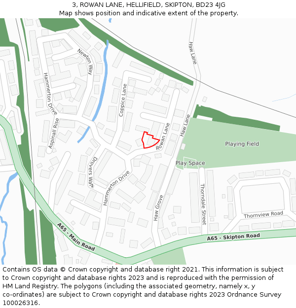 3, ROWAN LANE, HELLIFIELD, SKIPTON, BD23 4JG: Location map and indicative extent of plot