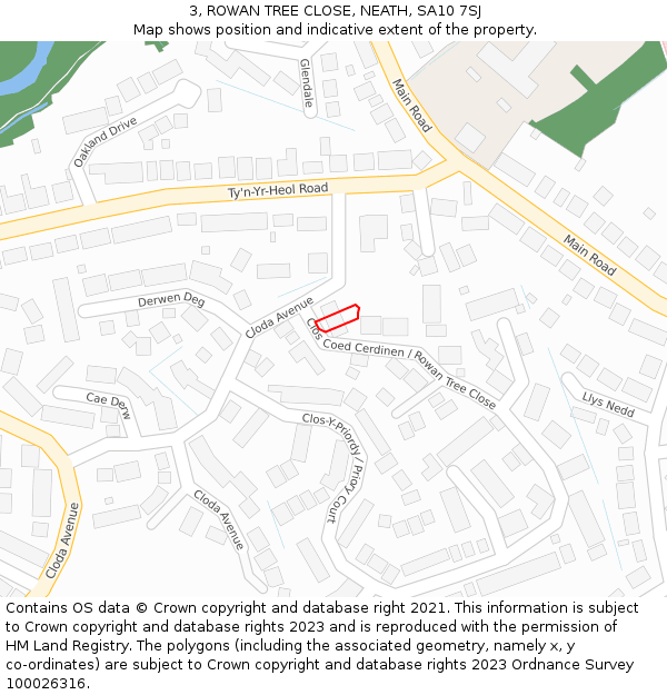 3, ROWAN TREE CLOSE, NEATH, SA10 7SJ: Location map and indicative extent of plot