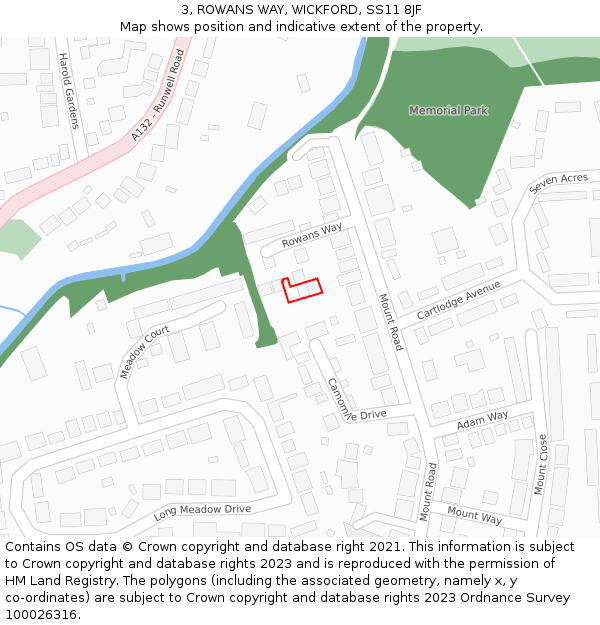 3, ROWANS WAY, WICKFORD, SS11 8JF: Location map and indicative extent of plot