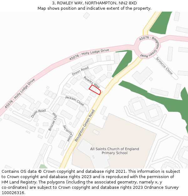 3, ROWLEY WAY, NORTHAMPTON, NN2 8XD: Location map and indicative extent of plot