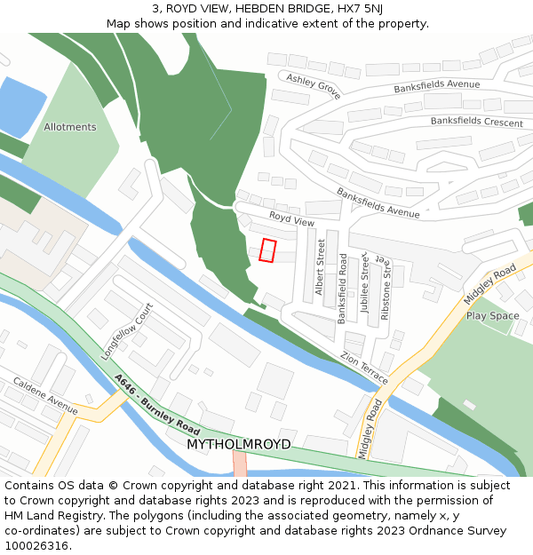 3, ROYD VIEW, HEBDEN BRIDGE, HX7 5NJ: Location map and indicative extent of plot
