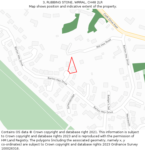 3, RUBBING STONE, WIRRAL, CH48 2LR: Location map and indicative extent of plot